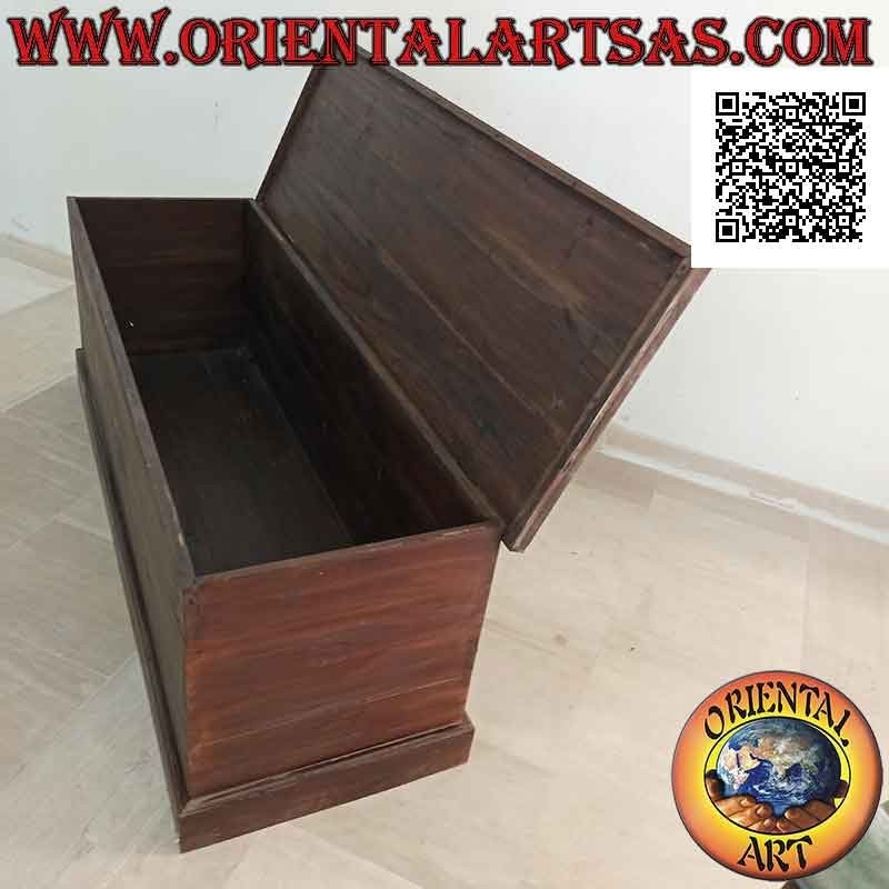 Classic Long Rectangular Storage Chest in Solid Teak Wood (Dark Walnut Colour)