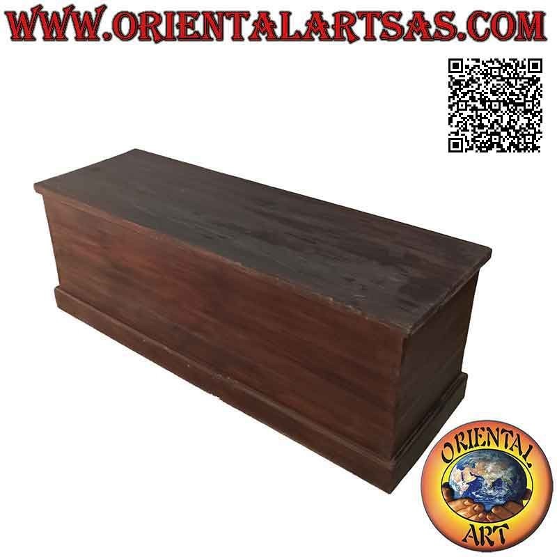 Cómoda lineal rectangular clásica larga en madera de teca (color nogal oscuro)