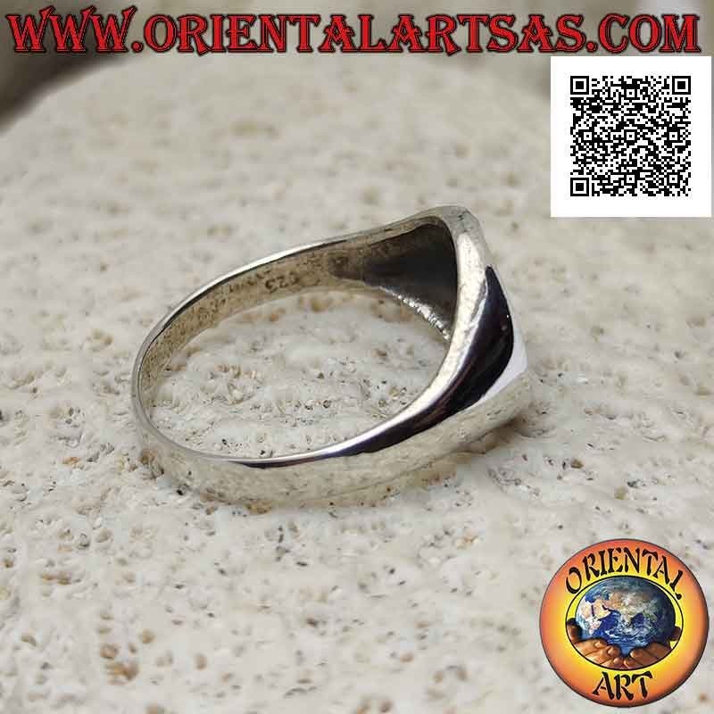 Silver ring with tree of life in the openwork circle and dotted decoration