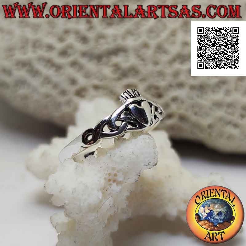 Irish Claddagh silver ring (Love loyalty and friendship) and Celtic knot (small)