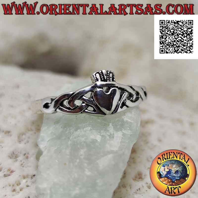 Irish Claddagh silver ring (Love loyalty and friendship) and Celtic knot (small)