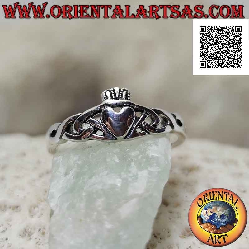 Irish Claddagh silver ring (Love loyalty and friendship) and Celtic knot (small)
