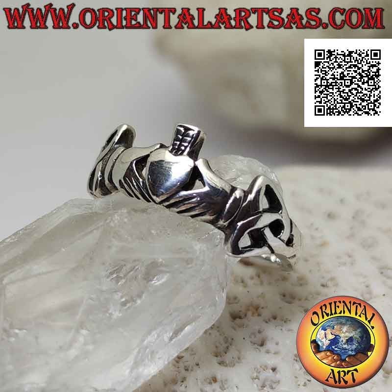 Irish Claddagh silver ring (Love Loyalty and Friendship) with tyrone knots on the sides