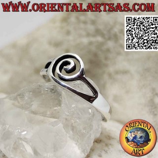 Silver ring with perforated spiral attached to two