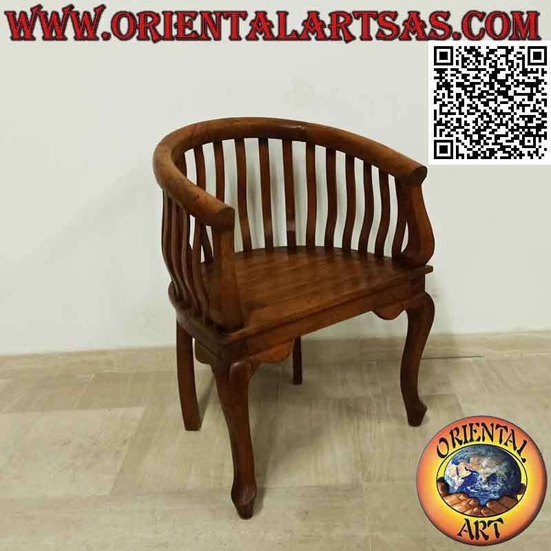Sillón "redondo" moderno con asiento en listones de madera de teca