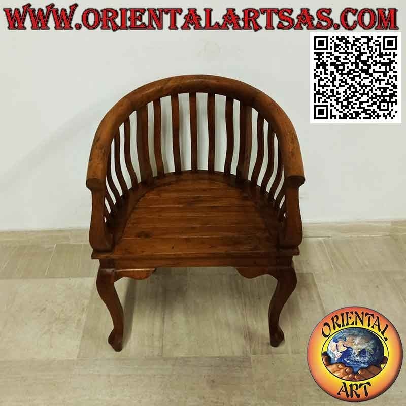 Moderner "runder" Sessel mit Sitz in Teakholzlatten
