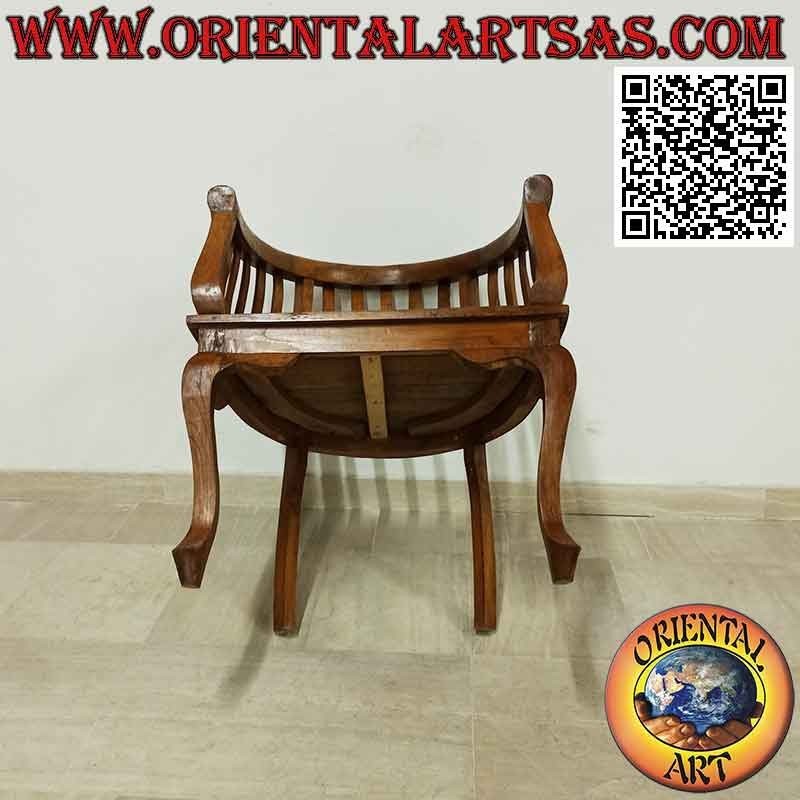 Modern "round" armchair with seat in teak wood slats
