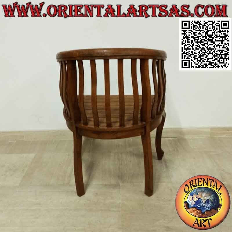 Fauteuil moderne "rond" avec assise en lattes de bois de teck