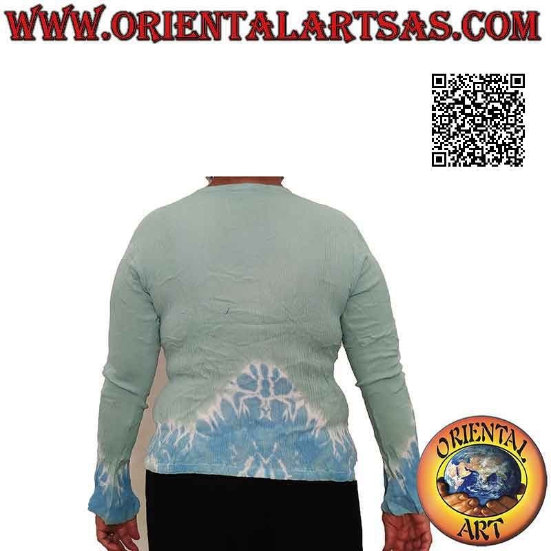 Free Size T-Shirt aus coolem Rayon mit verblasstem ethnischem Muster auf der Unterseite (lange Ärmel)