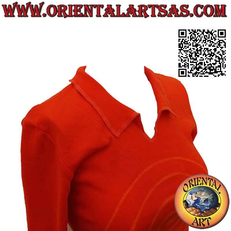 Free size shirt with high collar, long sleeves and pattern (orange)