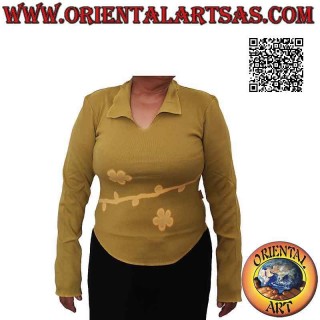 Maglia free size con colletto alto, maniche lunghe e fantasia (verde militare)