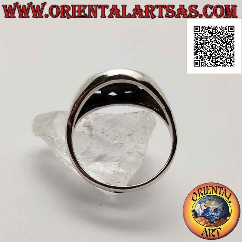 Silberner Ring, geformte Sonne mit lächelndem Gesicht, eingraviert in den perforierten Kreis