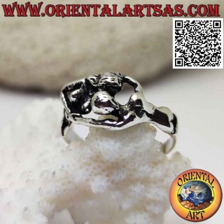 Erotic Kamasutra silver ring, the embrace of lovers