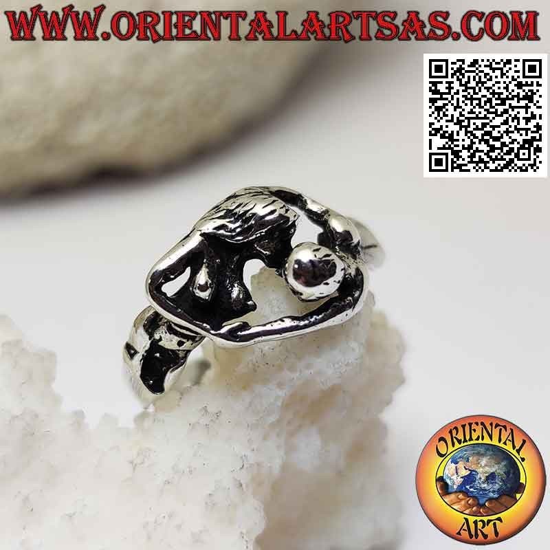 Anillo erótico Kamasutra de plata, el abrazo de los enamorados
