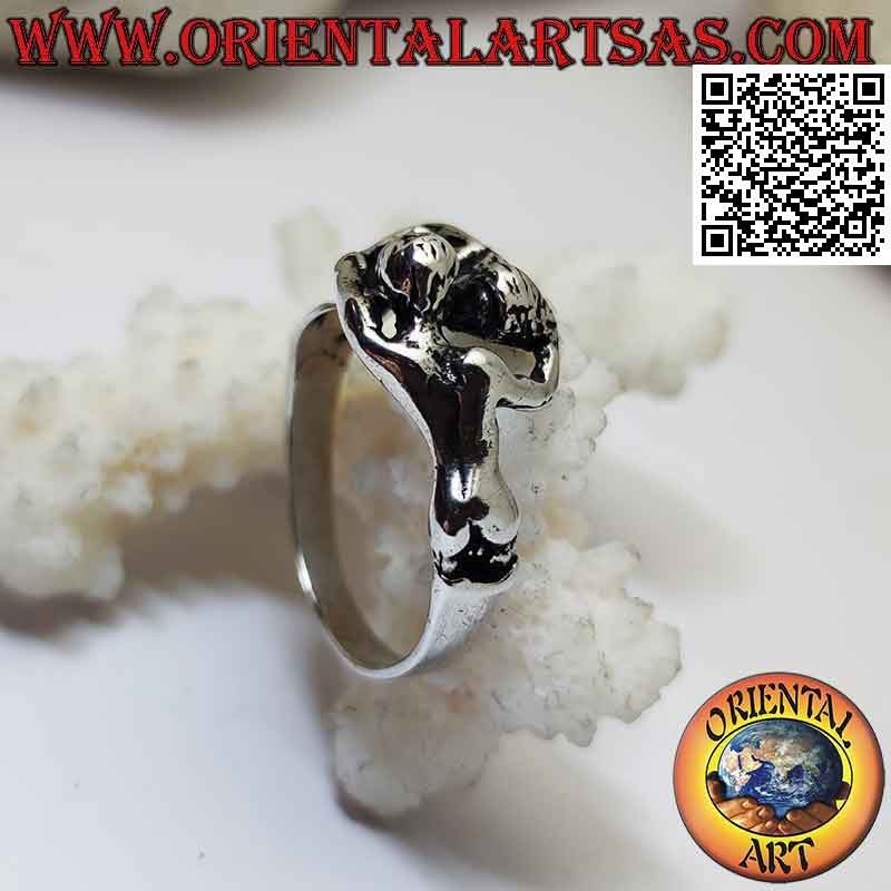 Anillo erótico Kamasutra de plata, el abrazo de los enamorados
