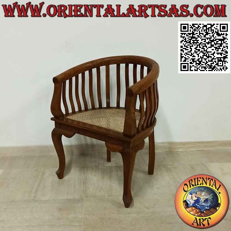 Modern "round" armchair in teak wood and Vienna straw seat (2)