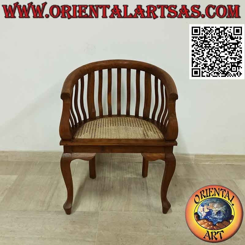 Poltrona moderna "round" in legno di teak e seduta in paglia di Vienna (2)