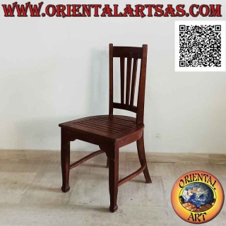 Sedia tradizionale indonesiana a schienale alto in legno di teak e seduta a doghe (tripla fascetta)