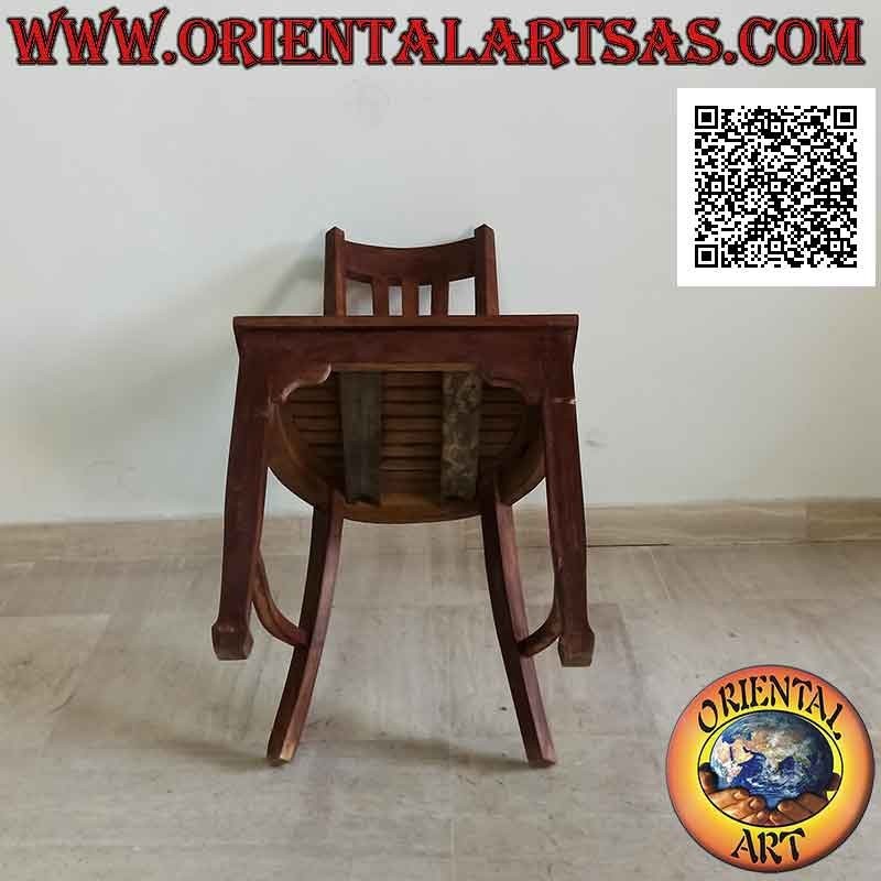 Silla tradicional indonesia con respaldo alto en madera de teca y asiento de listones (triple correa)