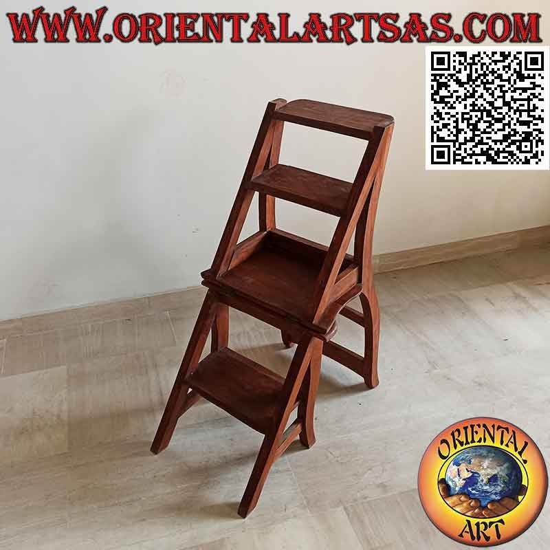 Silla con escalera de cuatro peldaños (función doble), en madera de teca