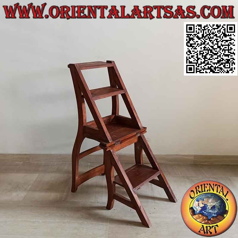 Silla con escalera de cuatro peldaños (función doble), en madera de teca