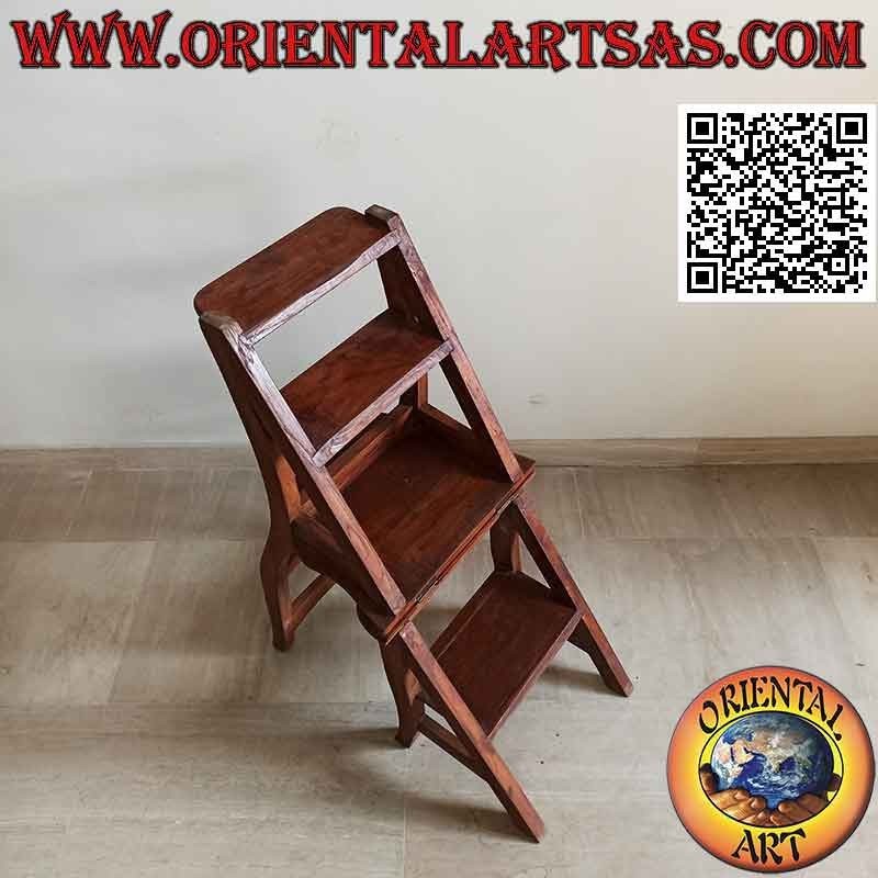 Sedia scala a quattro gradini (doppia funzione), in legno di teak