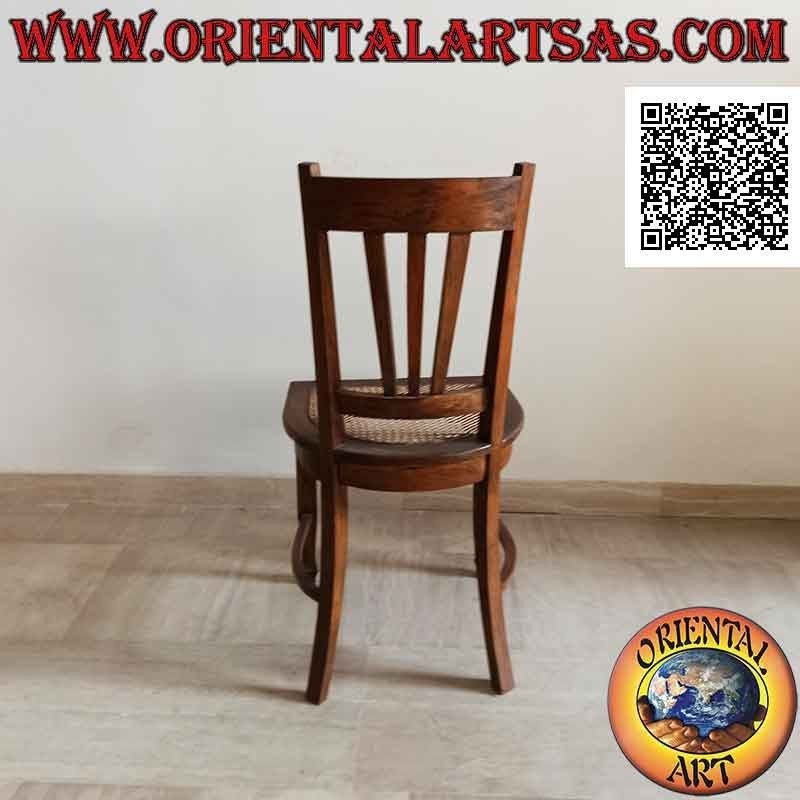 Traditional Indonesian high back chair in teak wood and Vienna straw seat (triple strap)
