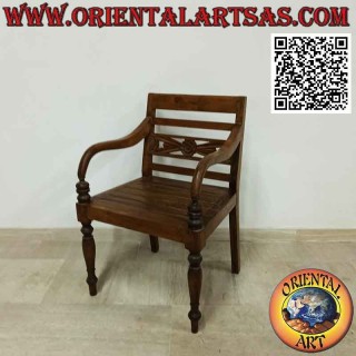 Raffles style armchair with seat in teak wood slats