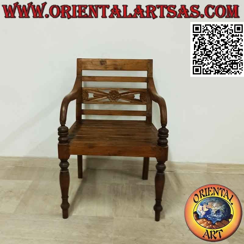Sillón estilo Raffles con asiento en listones de madera de teca