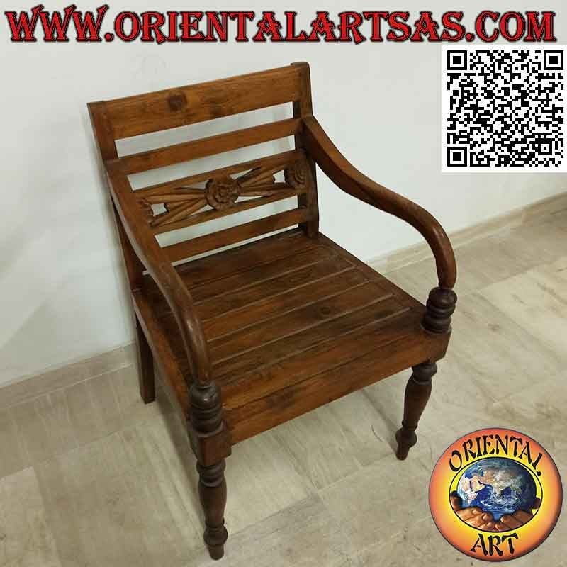 Sessel im Raffles-Stil mit Sitz in Teakholzlatten