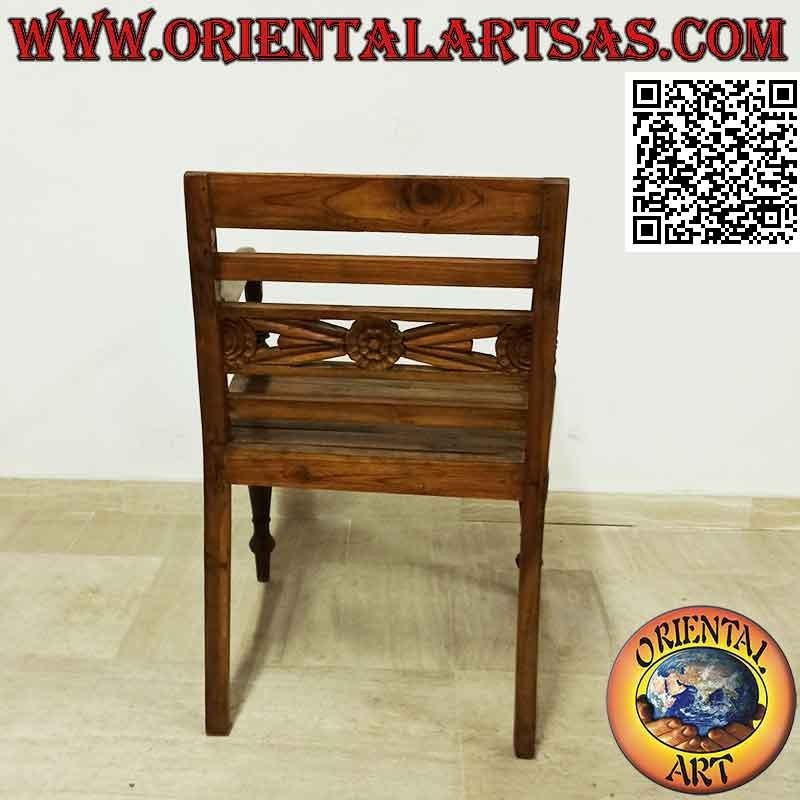 Raffles style armchair with seat in teak wood slats