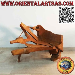 Armchair in natural root of teak wood (90hx 115x60)