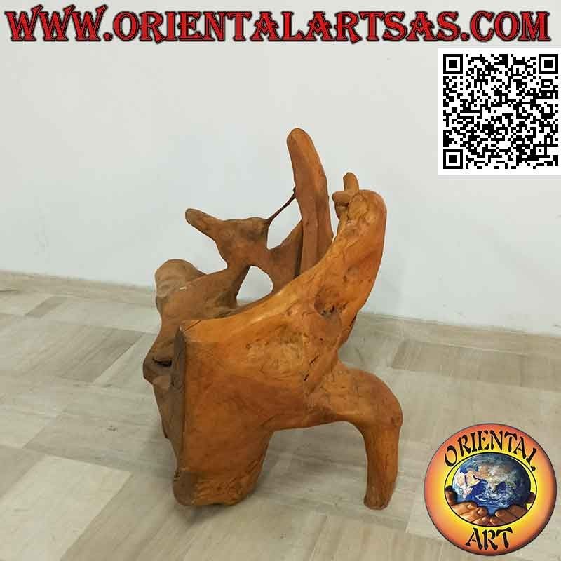 Fauteuil en racine de bois de teck naturel (90hx 115x60)