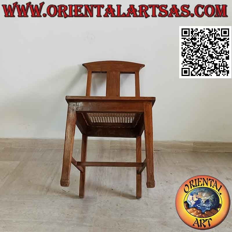 Silla étnica "Java" en madera de teca y asiento de paja de Viena