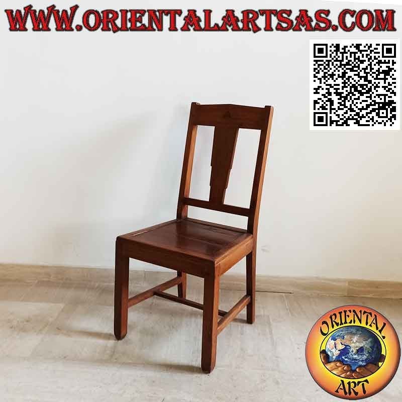 Chaise ethnique "Java" avec assise à bords encastrés en bois de teck