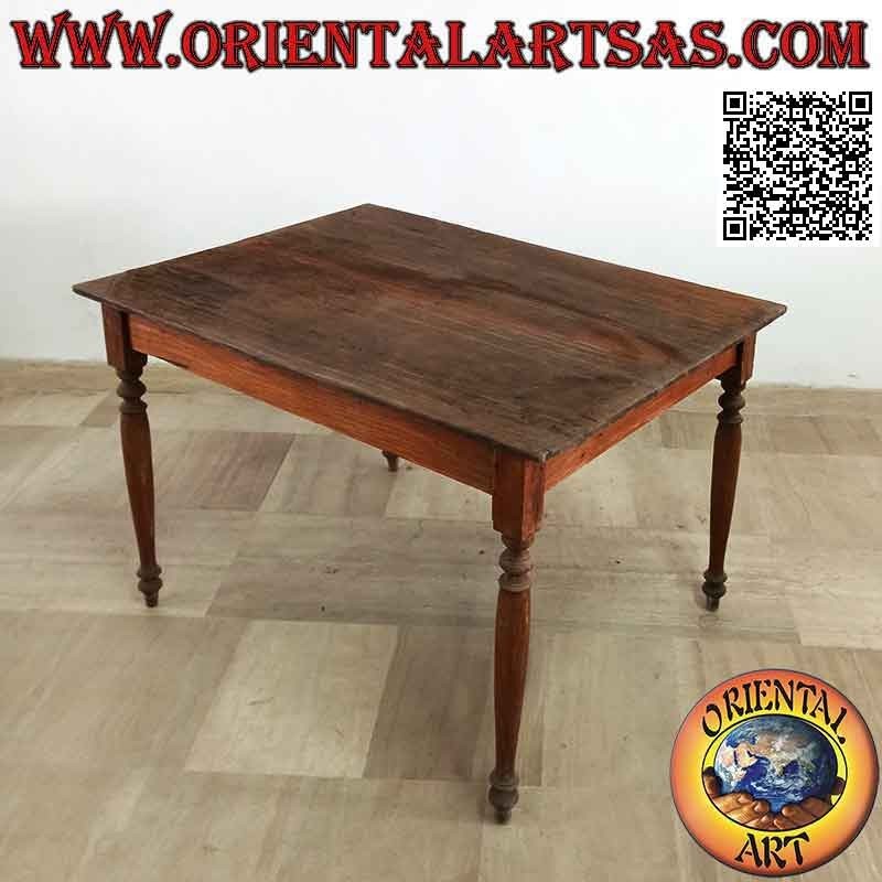 Table antique rectangulaire de style ethnique avec plateau de deux tables uniques en bois de teck