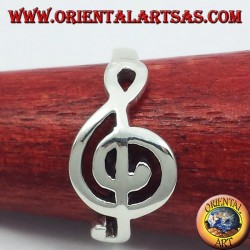 Silver ring treble clef, horizontal