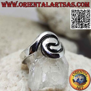 Smooth spiral silver ring of two lines (symbol of union and equality)