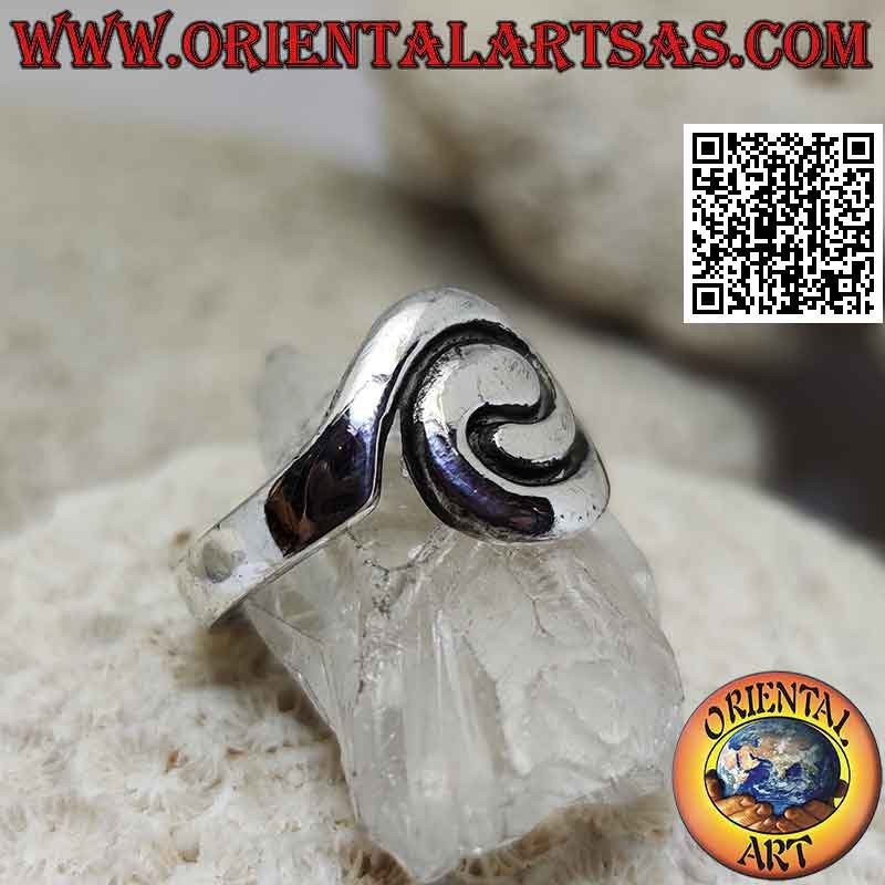 Anillo de plata lisa en espiral de dos líneas (símbolo de unión e igualdad)