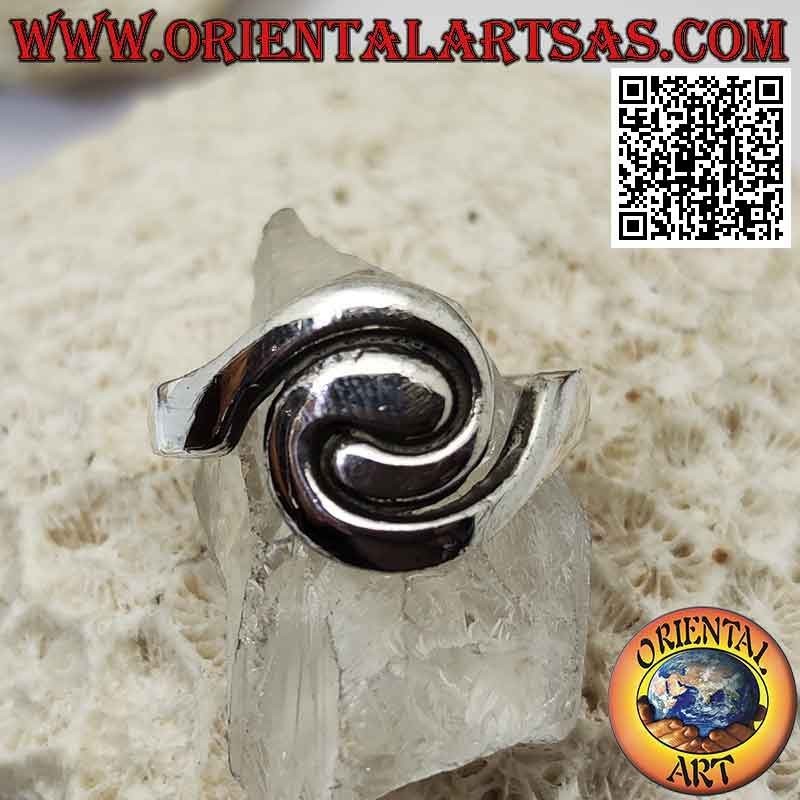 Anillo de plata lisa en espiral de dos líneas (símbolo de unión e igualdad)