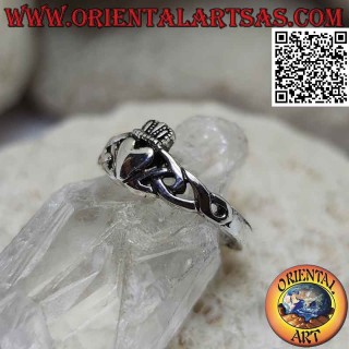 Anillo de plata Irish Claddagh (Amor, lealtad y amistad) y nudo celta