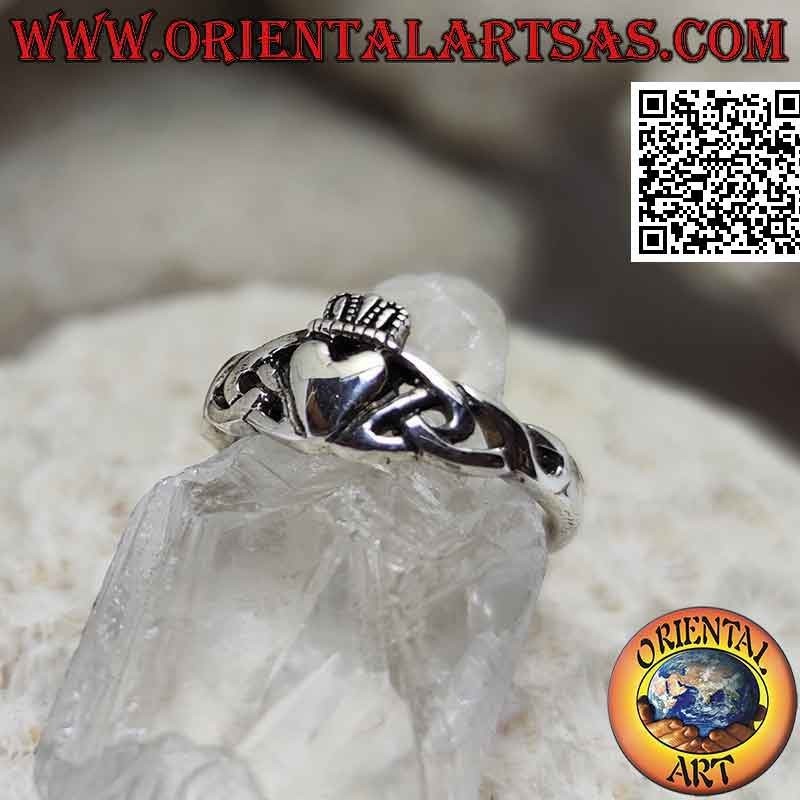 Irish Claddagh silver ring (Love loyalty and friendship) and Celtic knot