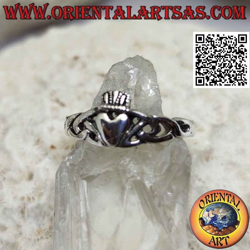 Anillo de plata Irish Claddagh (Amor, lealtad y amistad) y nudo celta