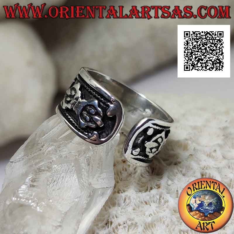 Silberner Bandring mit tibetischem Mantra OM MANI PADME HUM