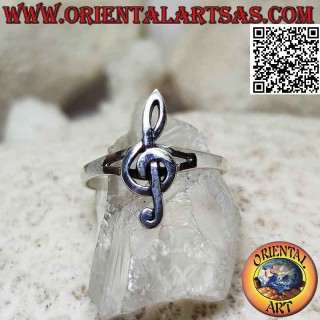 Silberring mit glattem Violinschlüssel (klein)