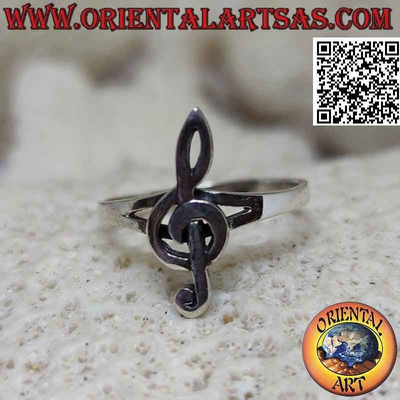 Silberring mit glattem Violinschlüssel (klein)