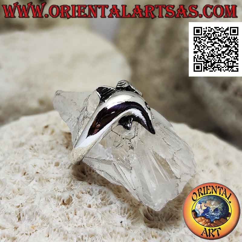 Bague en argent, dauphin enveloppant avec queue incurvée