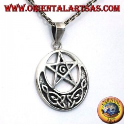 Silber Anhänger, Pentagramm mit G und keltische Knoten