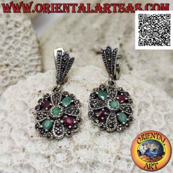 Silver earrings with double...