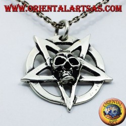 Silber Anhänger, Pentagramm mit dem Schädel